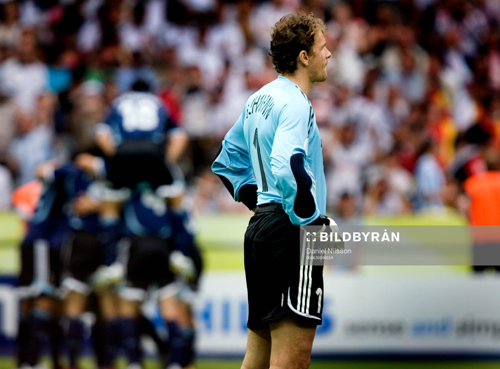 Jens Lehmann (målvakt) Tyskland, depp. Jubel i bakgrunden