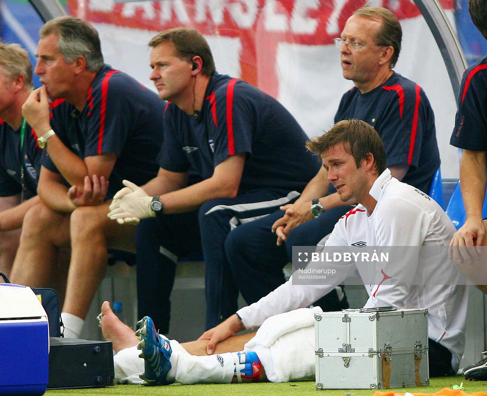 David Beckham, England, skadad. Skada, depp, ledsen