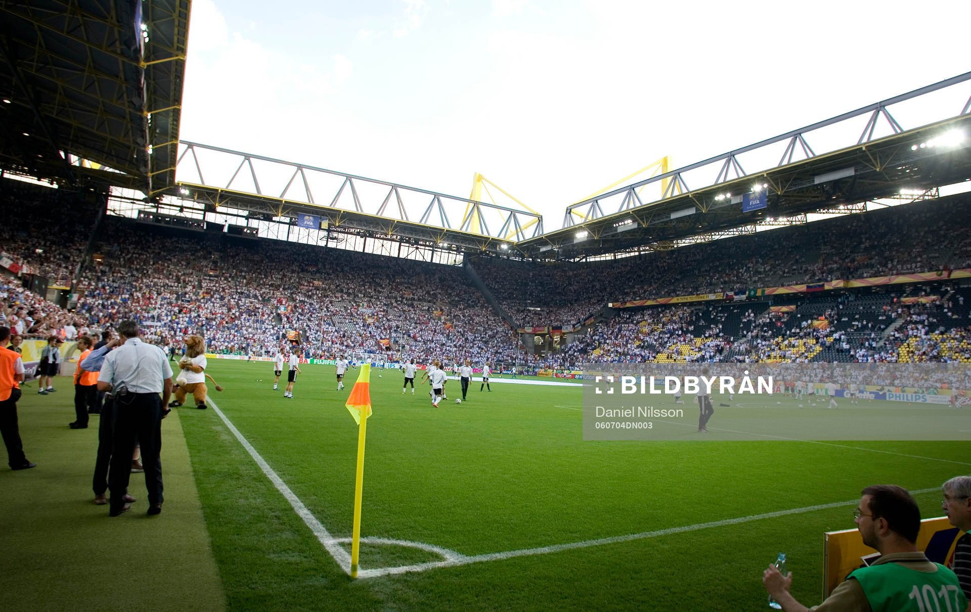 Fotboll, VM 2006, Dortmund, arena, interiör, hörnflagga