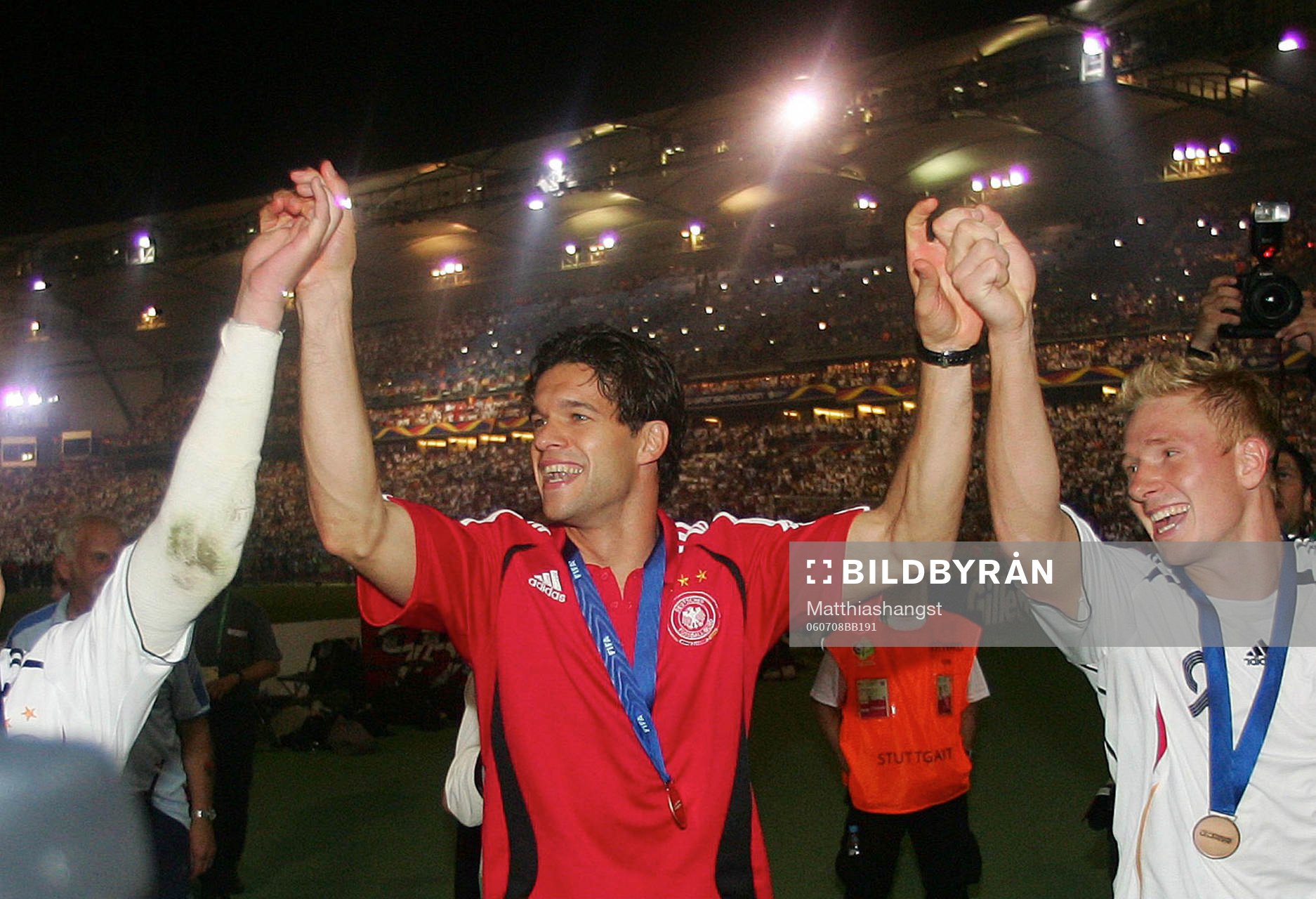 Michael Ballack, Mike Hanke, Tyskland. Jubel. Brons,