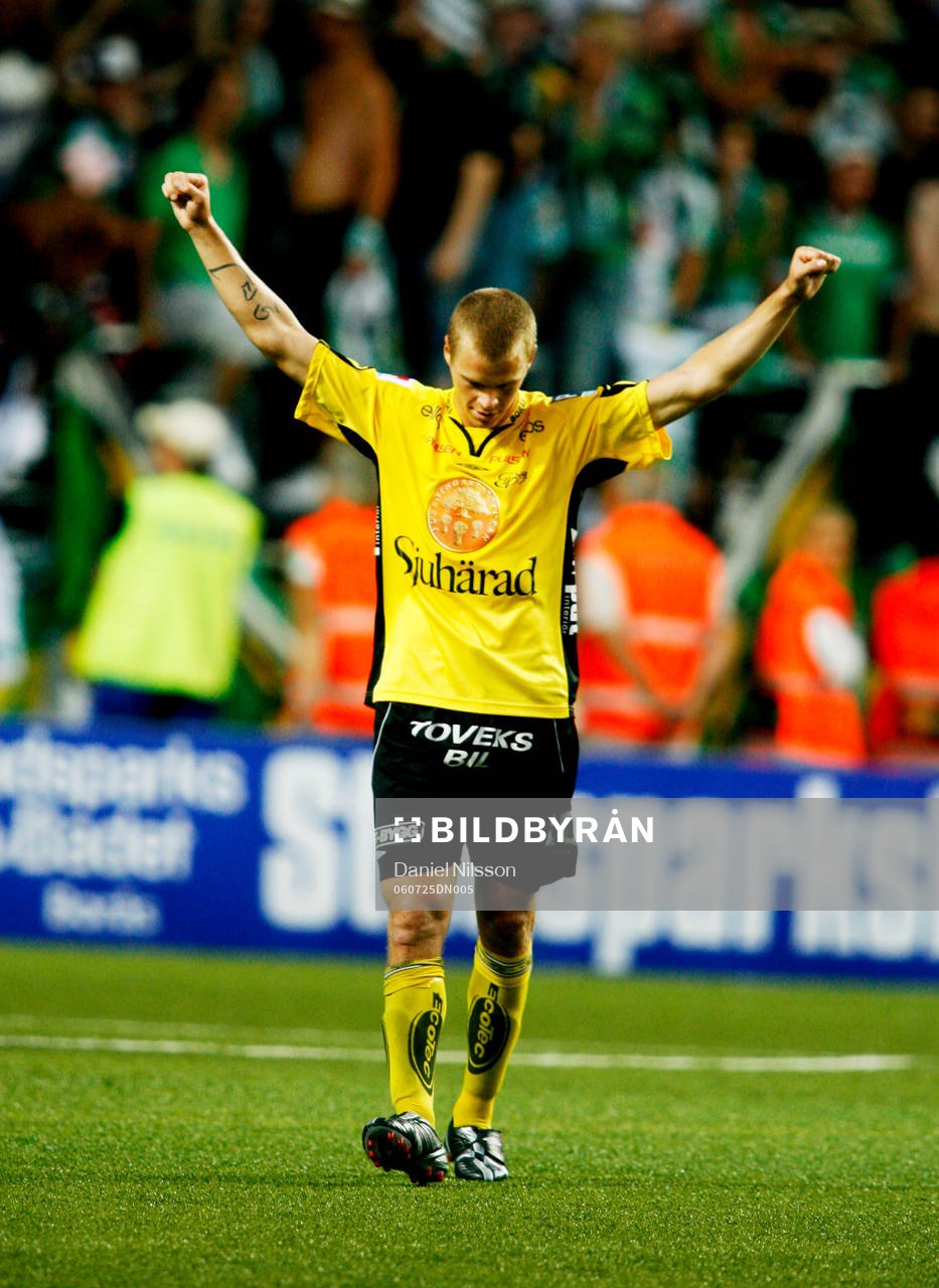  Fotboll, Allsvenskan, Elfsborg - Hammarby:  Samuel Holmén, Elfsborg, tvåmålsskytt. Jubel.