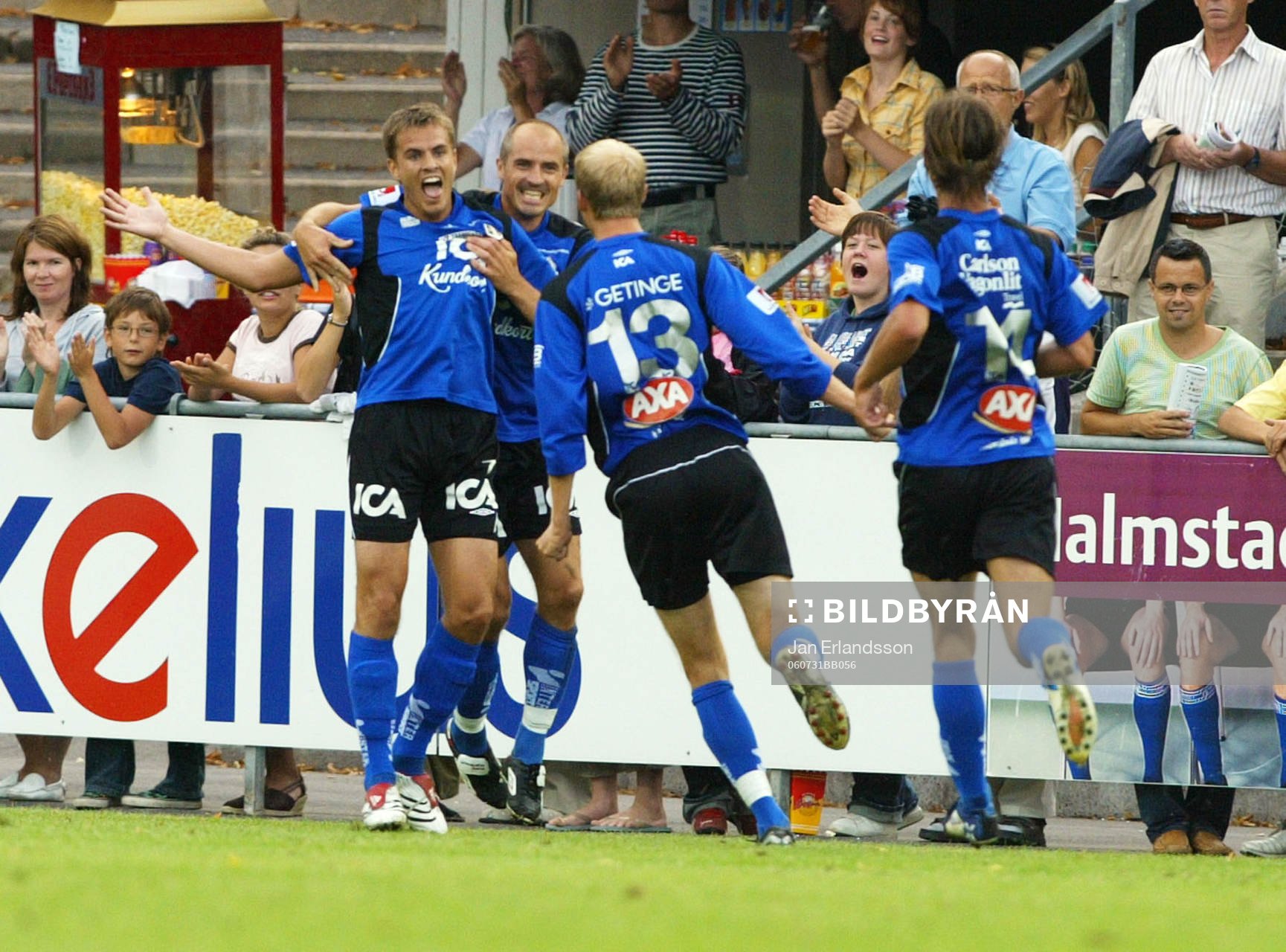  Martin Fribrock, Halmstad, Magnus Arvidsson, Andreas Johansson och Dusan Djuric, jubel, glädje.