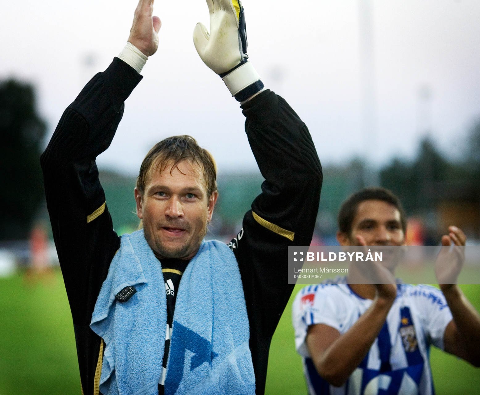 Bengt Andersson, målvakt, Göteborg, jubel med lagkamrat