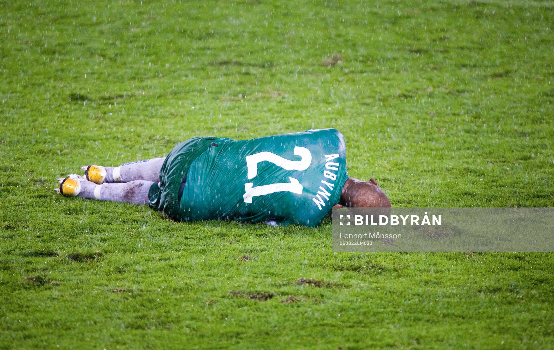 Hammarby-spelarna deppar, här Jeffrey Aubynn. Depp