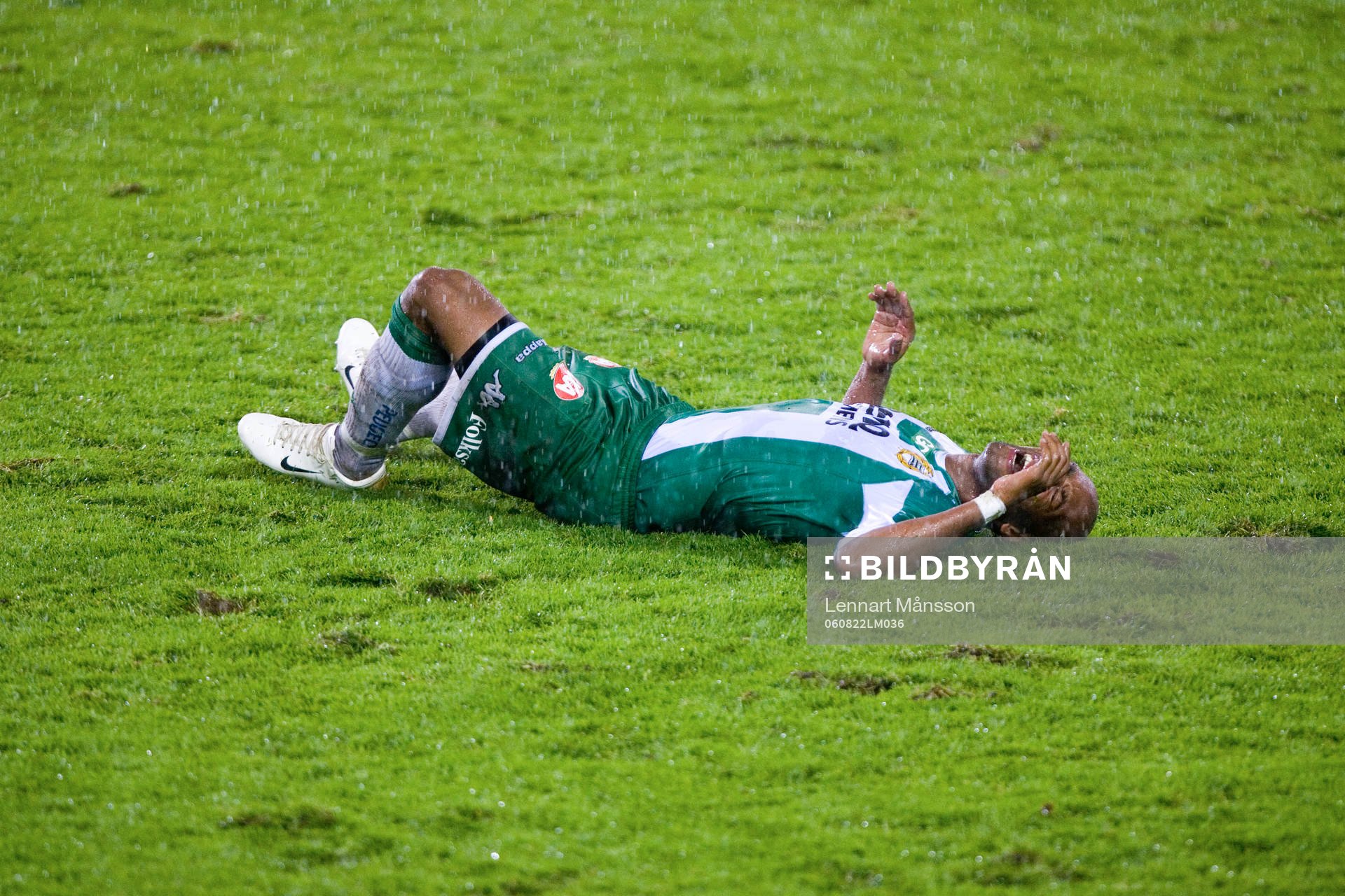 Hammarby-spelarna deppar, här Jeffrey Aubynn. Depp