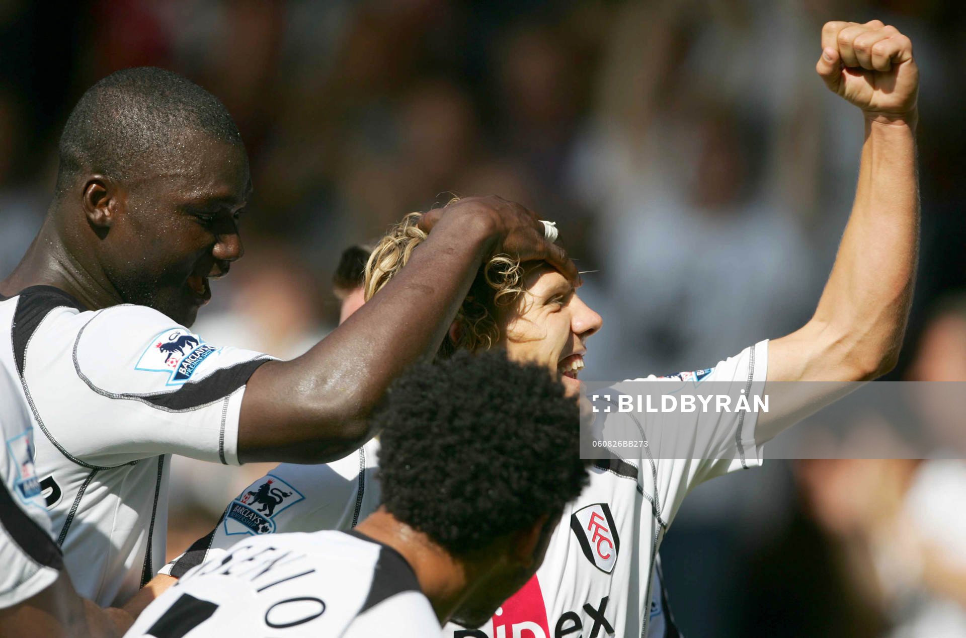  Jimmy Bullard, Fulham, jubel efter första målet med Papa Bouba Diop.