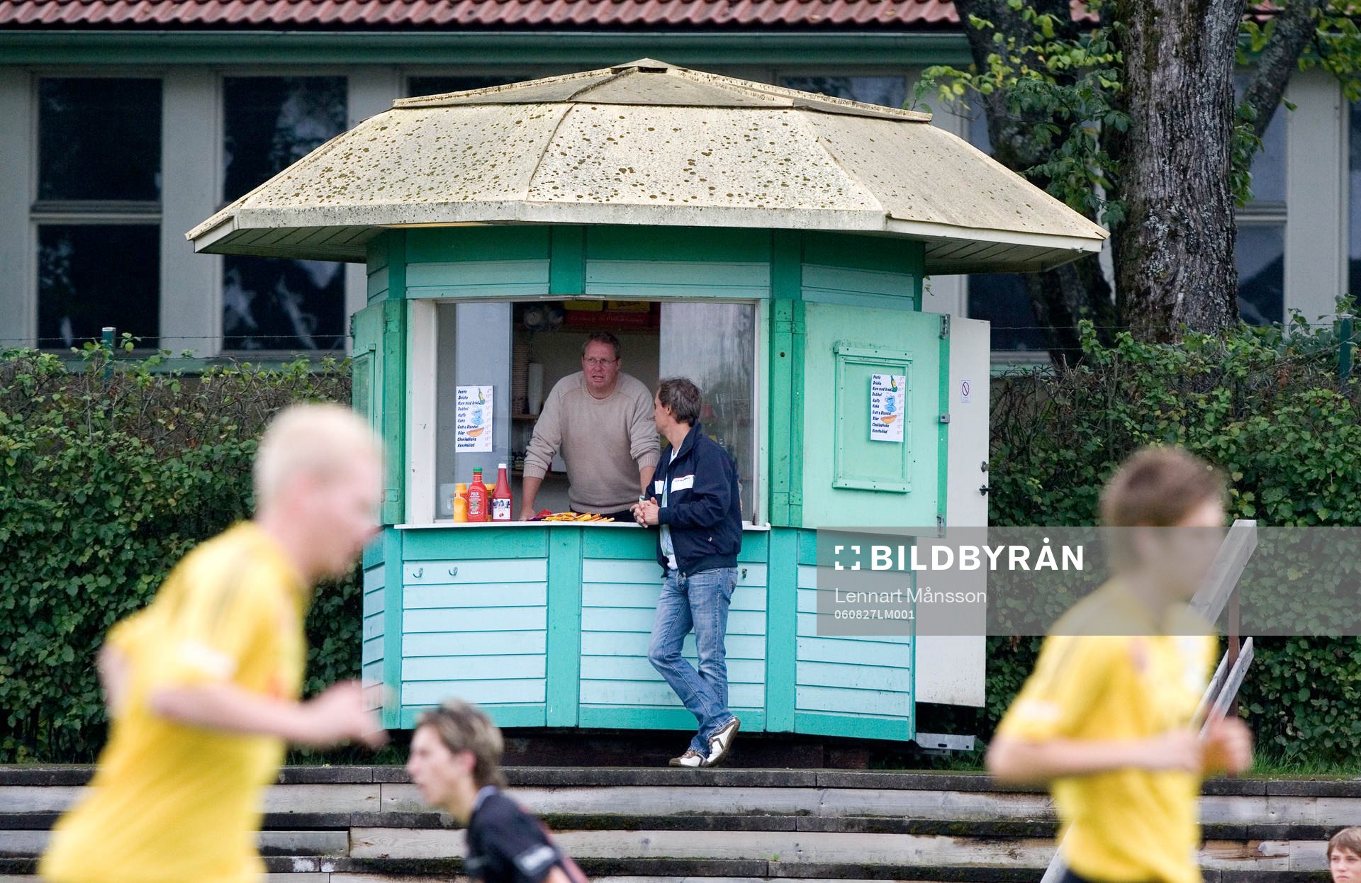Kiosk, servering idrottsplats. Korvförsäljning