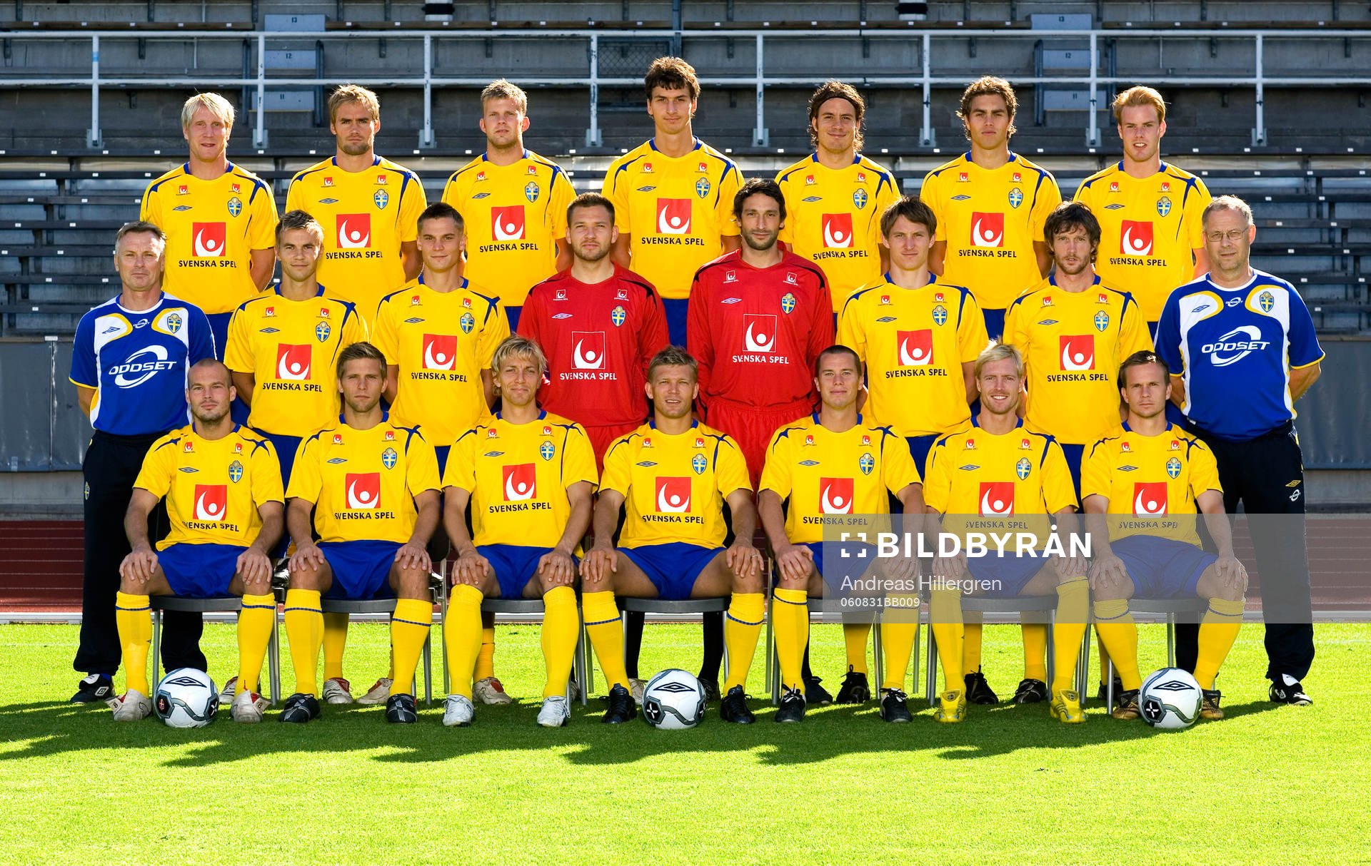Bakre raden fr v; Petter Hansson, Olof Mellberg, Mikael