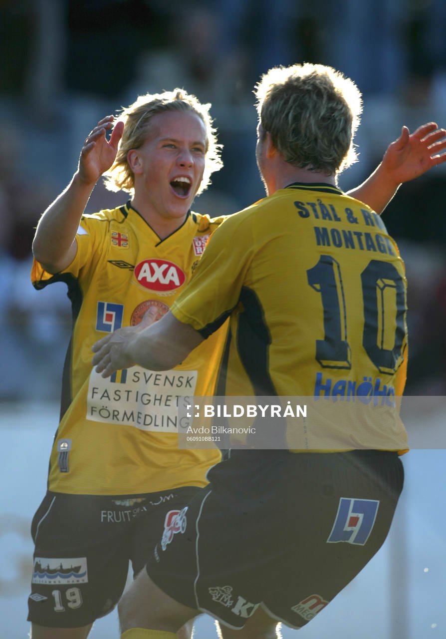  Adam Berner och Marcus Ekenberg, Mjällby, jubel