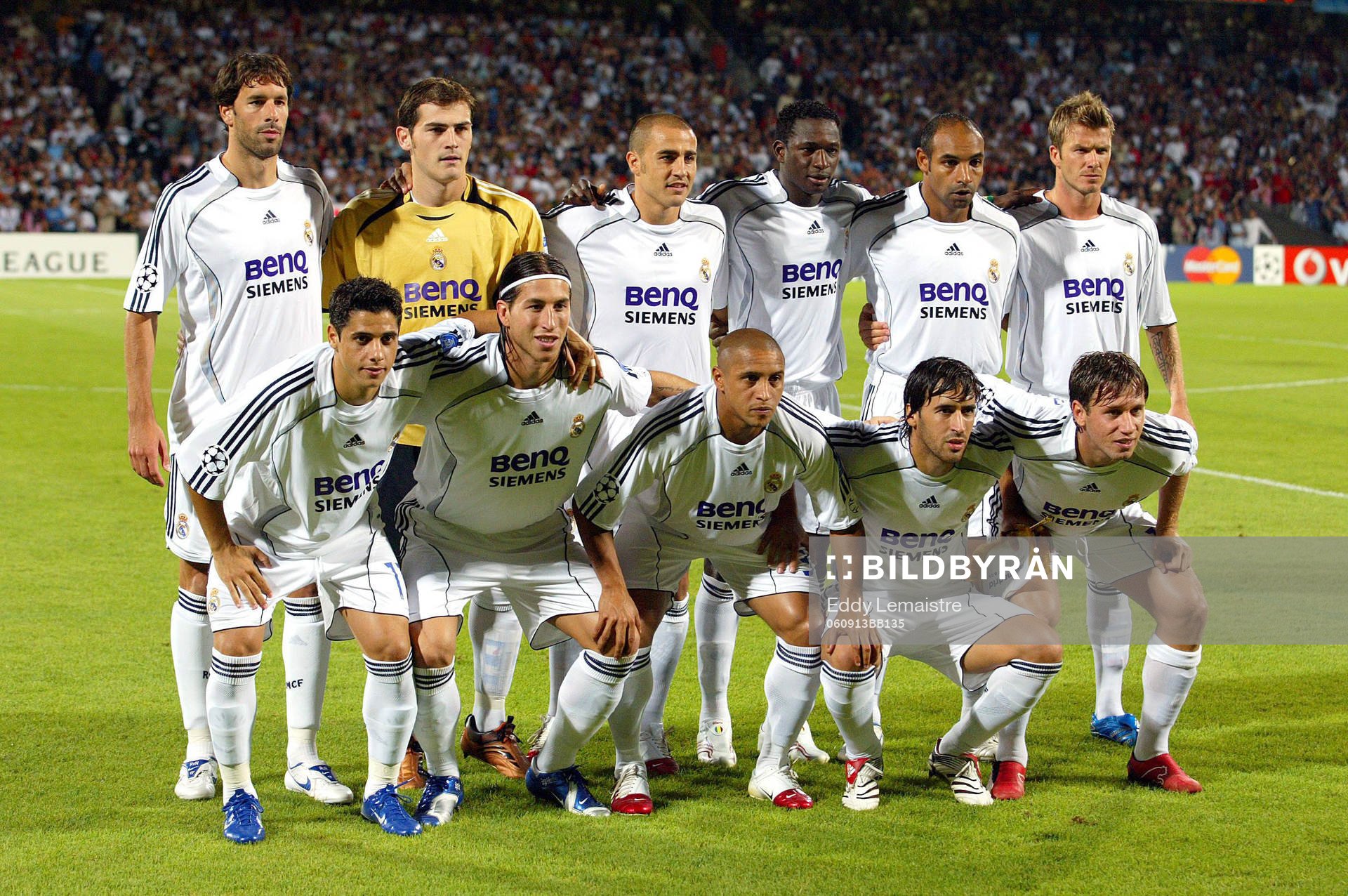  Bakre raden från vänster; Van Nistelrooy, Casillas, Cannavaro, Diarra, Emerson, Beckham.