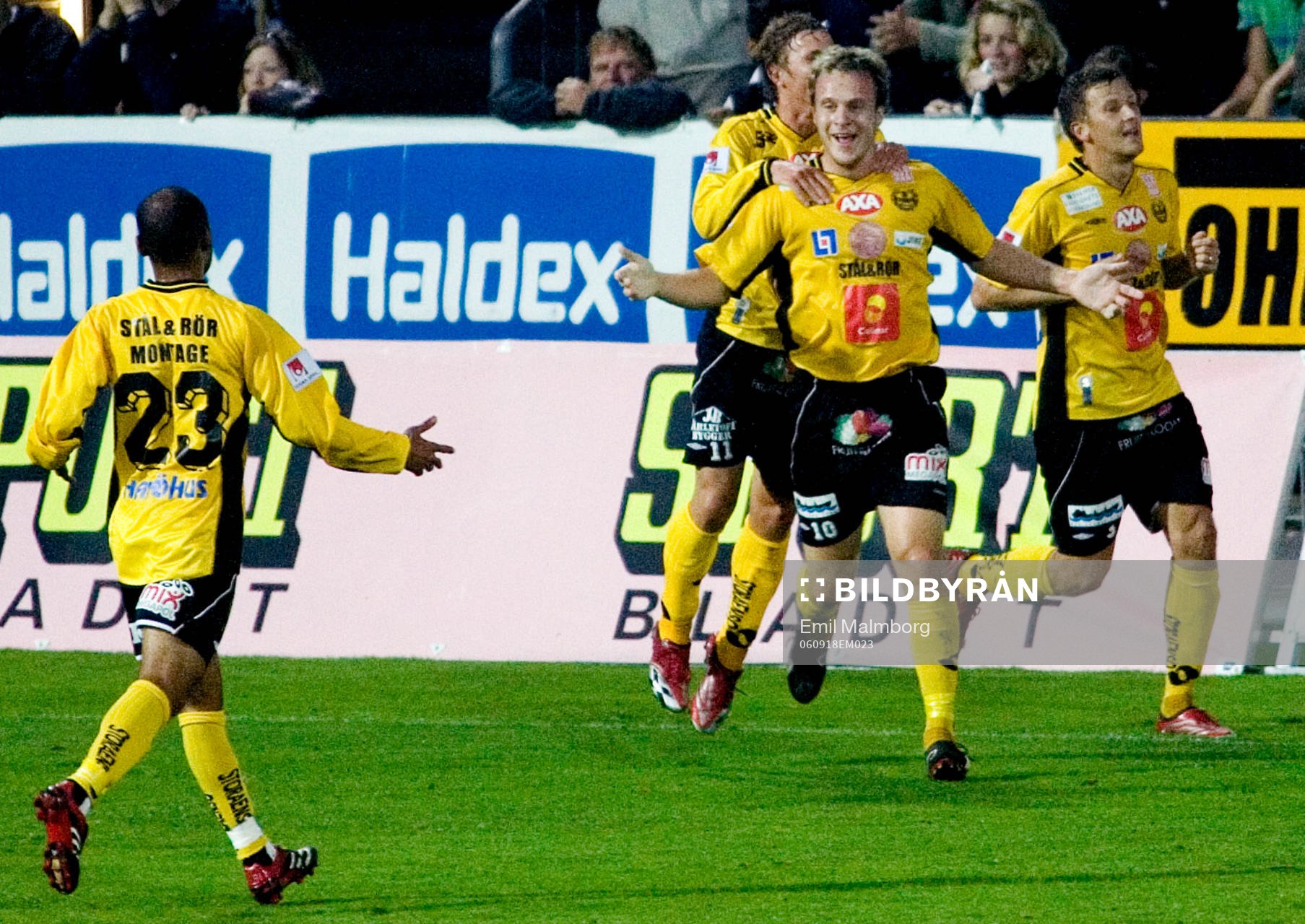 Markus Ekenberg, Mjällby har precis gjort 1-0. Jubel