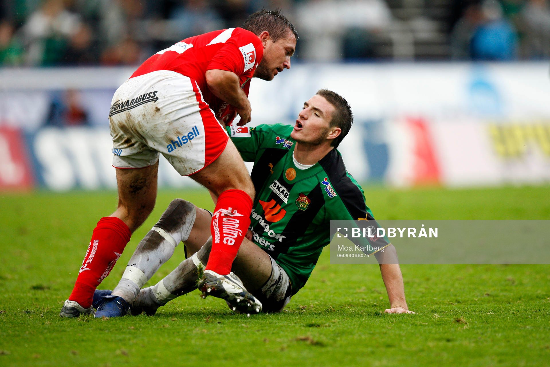 Fotboll, Allsvenskan, Gais - Kalmar: Mikael Blomberg, Kalmar och James Keene, Gais