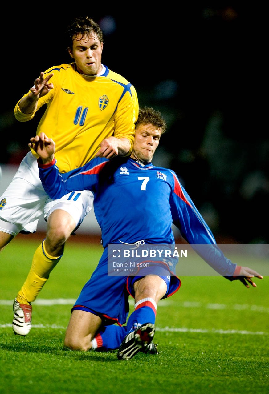 Johan Elmander, Sverige och Hermann Hreidarsson, Island