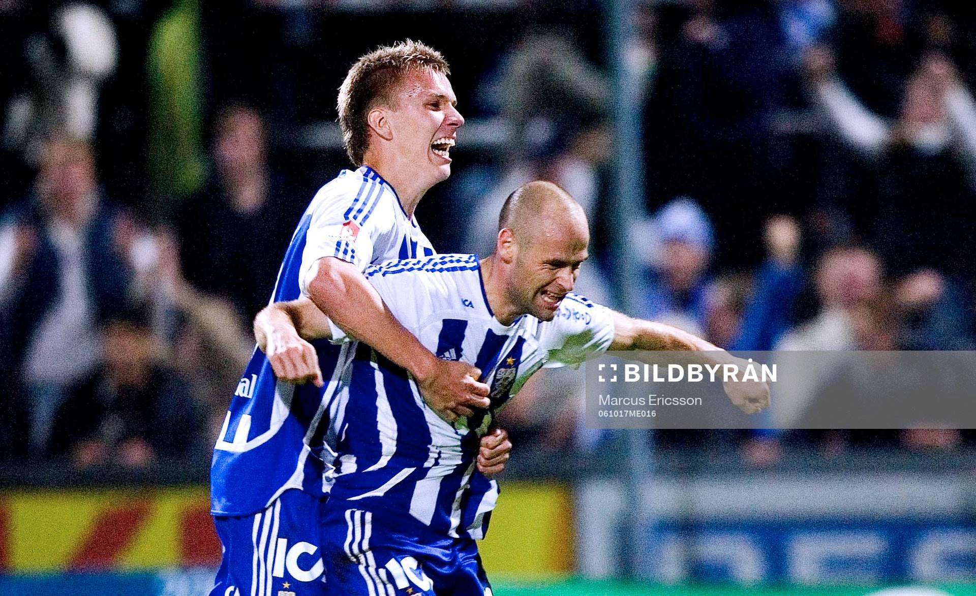 Fotboll, Allsvenskan, Göteborg - Djurgården: Pontus Wernblom och Thomas Olsson, Göteborg jublar