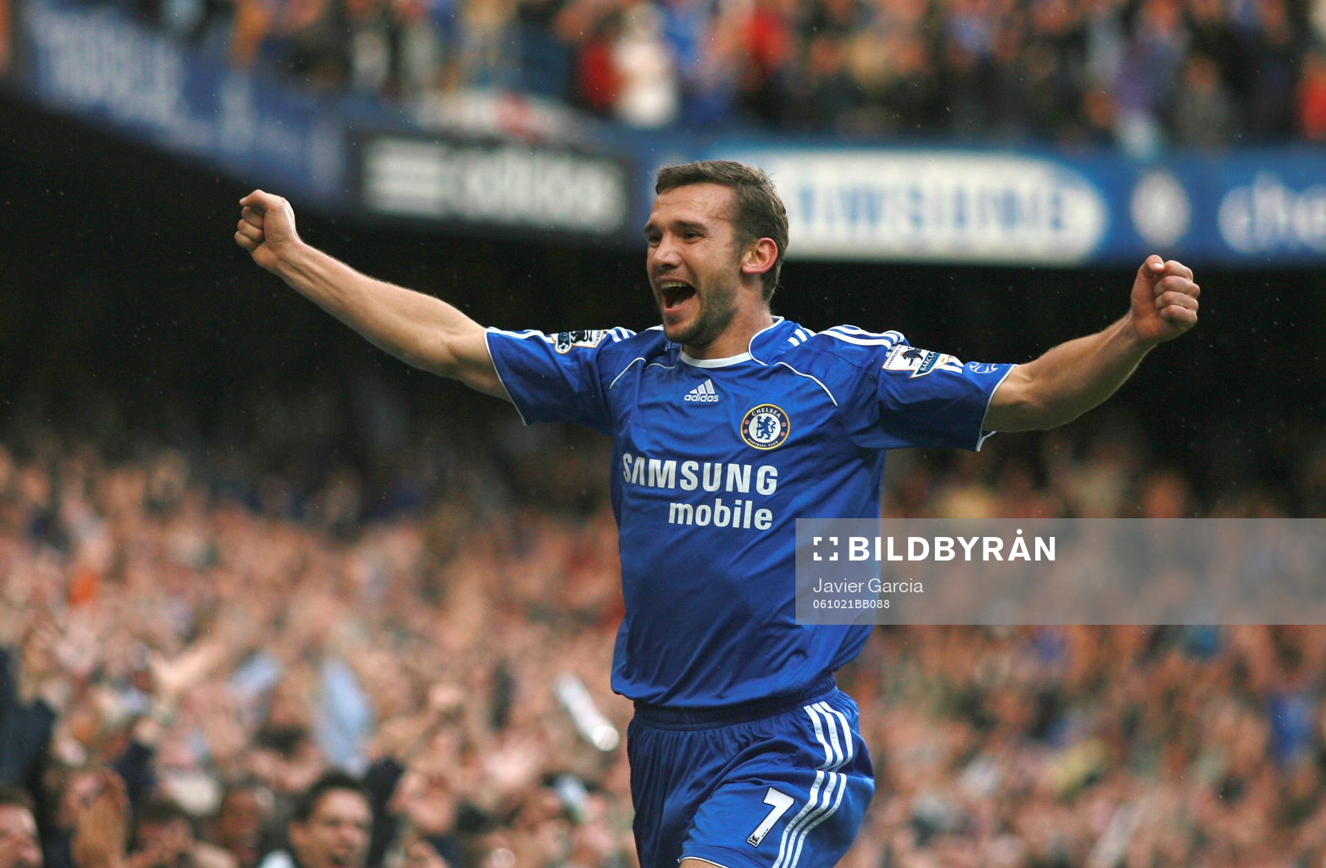 Andriy Shevchenko, Chelsea har precis gjort 1-0, jubel