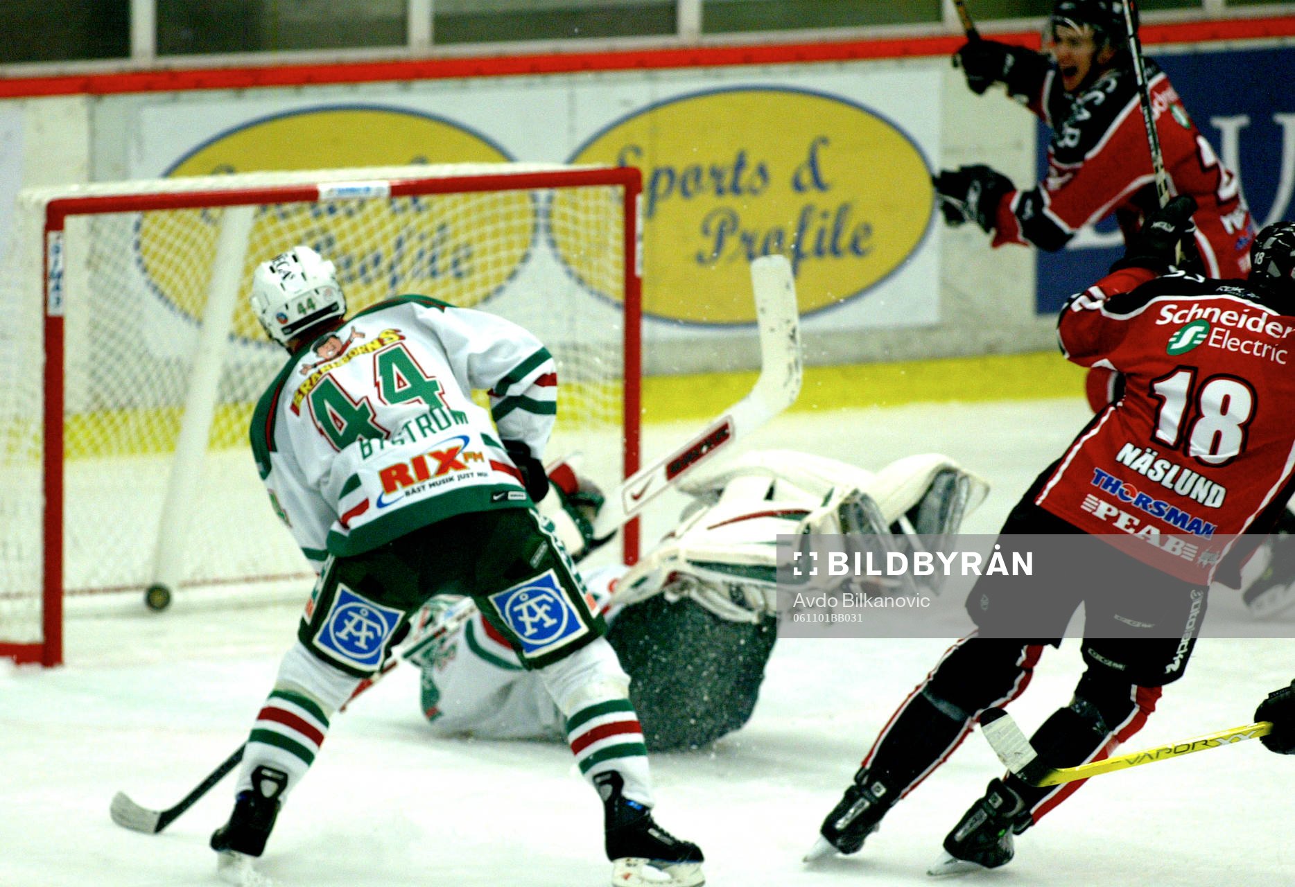 Andreas Andersson, målvakt, Rögle släpper in målet,