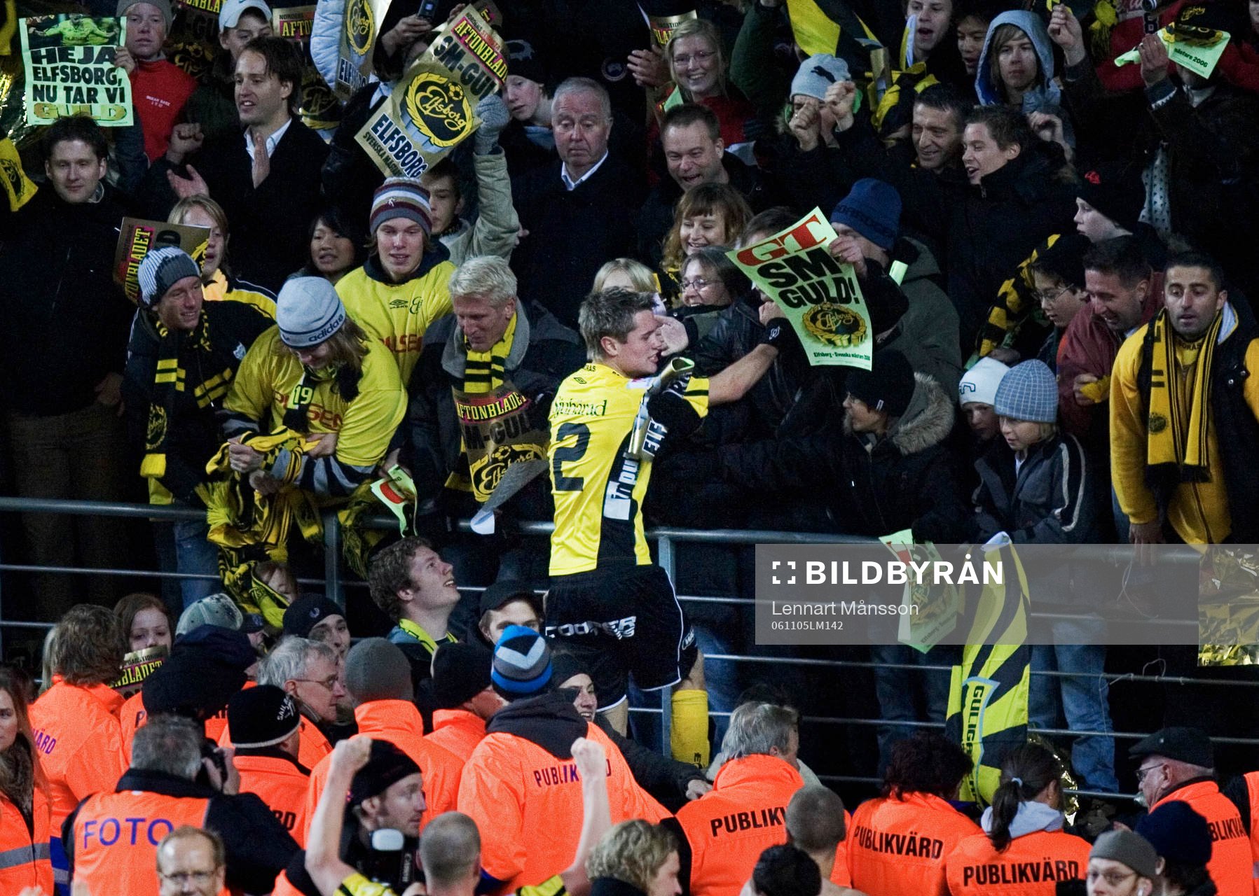  Joakim Sjöhage, Elfsborg, jubel glädje, pubilk, affisch, publikvärd, svenska mästare, SM-guld