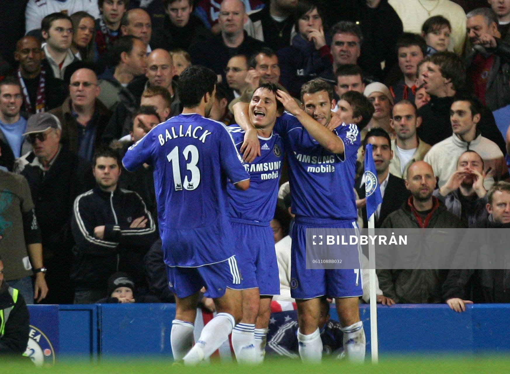 Frank Lampard, Chelsea, jubel med Michael Ballack och