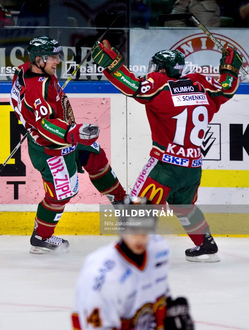 Sean Bergenheim och Steven Kariya jublar, Jubel