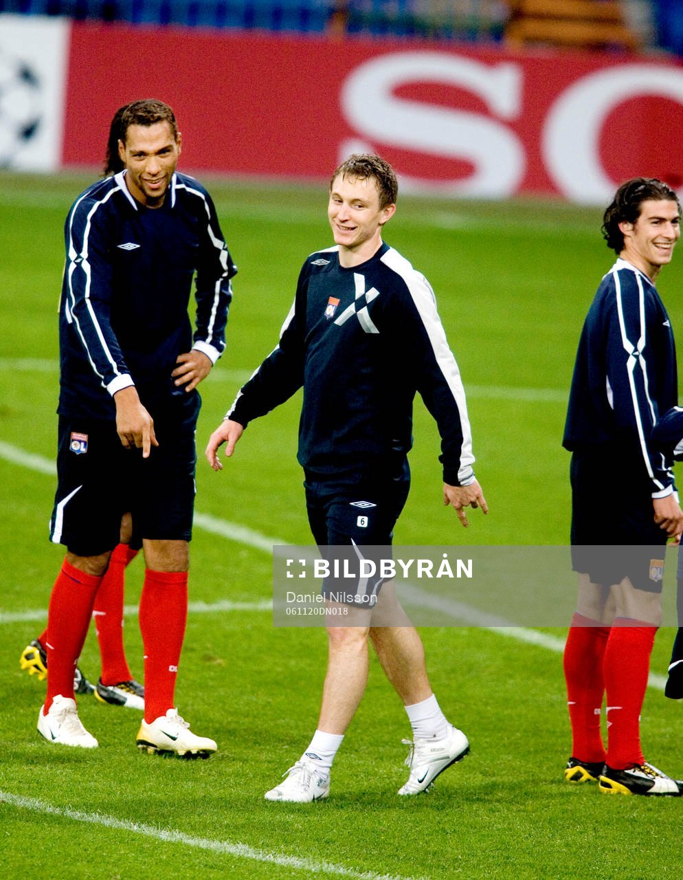 John Carew (till vänster) och Kim Källström, Lyon