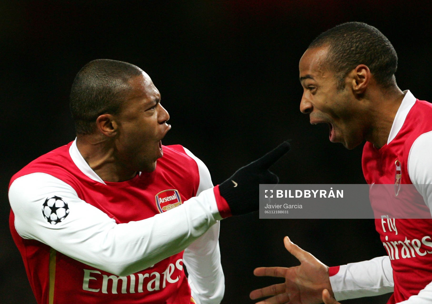 Julio Baptista och Thierry Henry, Arsenal, jubel, glädje
