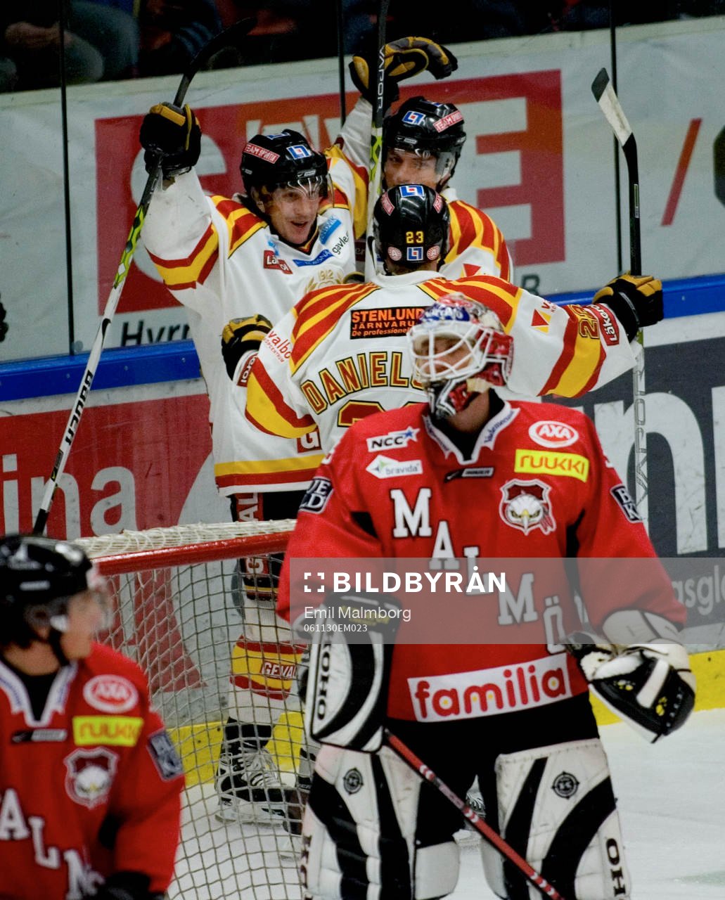 Mikael Lind, Brynäs har gjort 1-0. Jubel