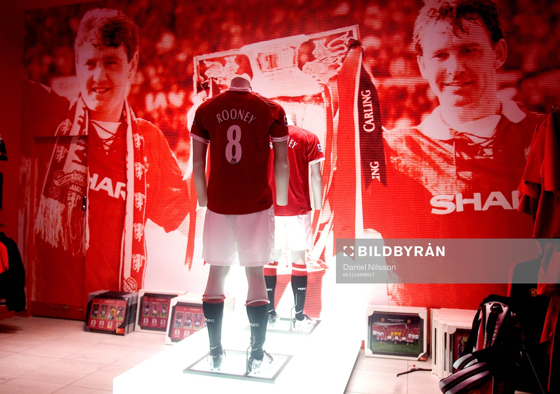 Souvenir affär på Old Trafford, Mega Store, tröjor,
