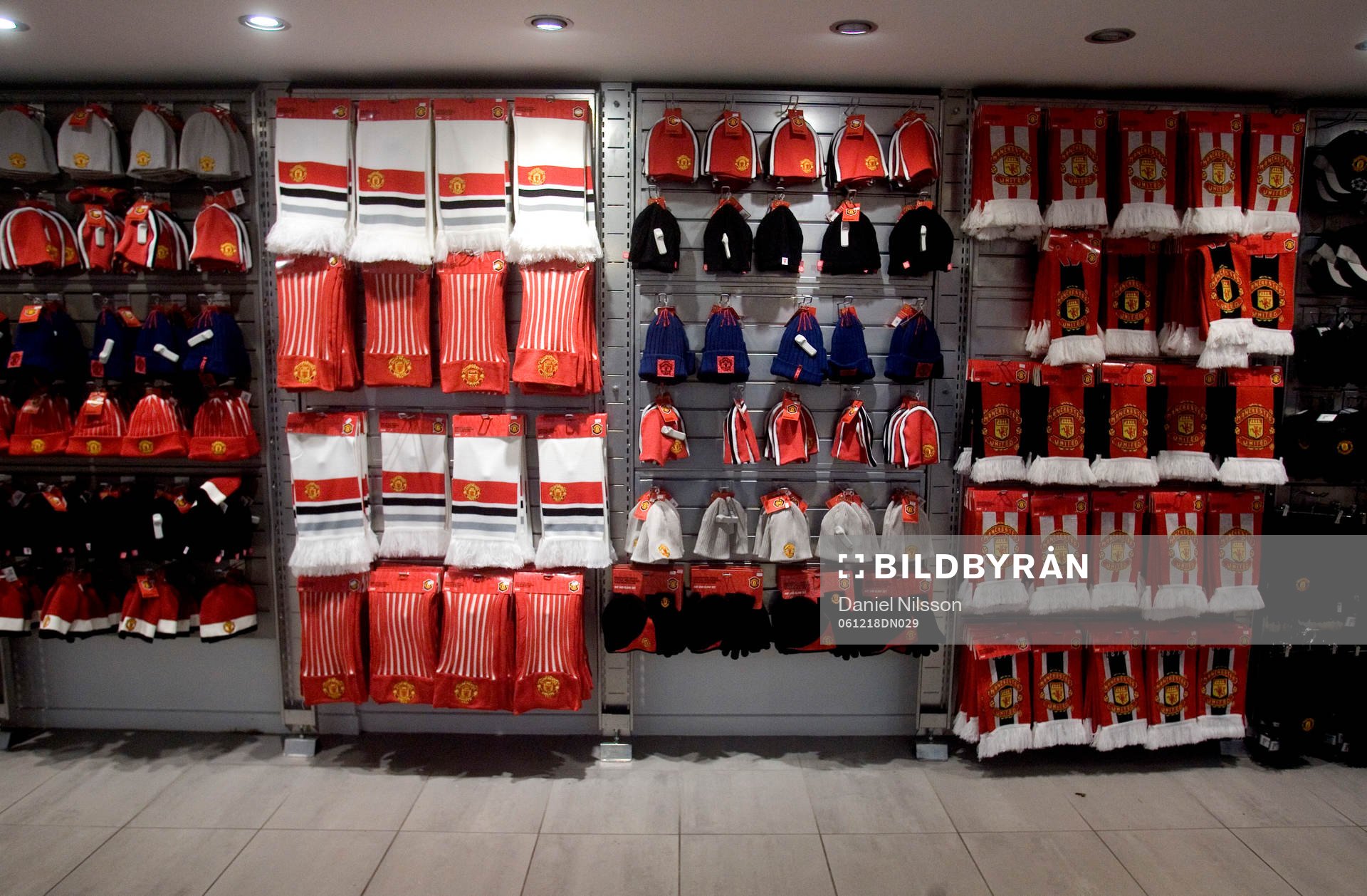 Souvenir affär på Old Trafford, Mega Store, tröjor,