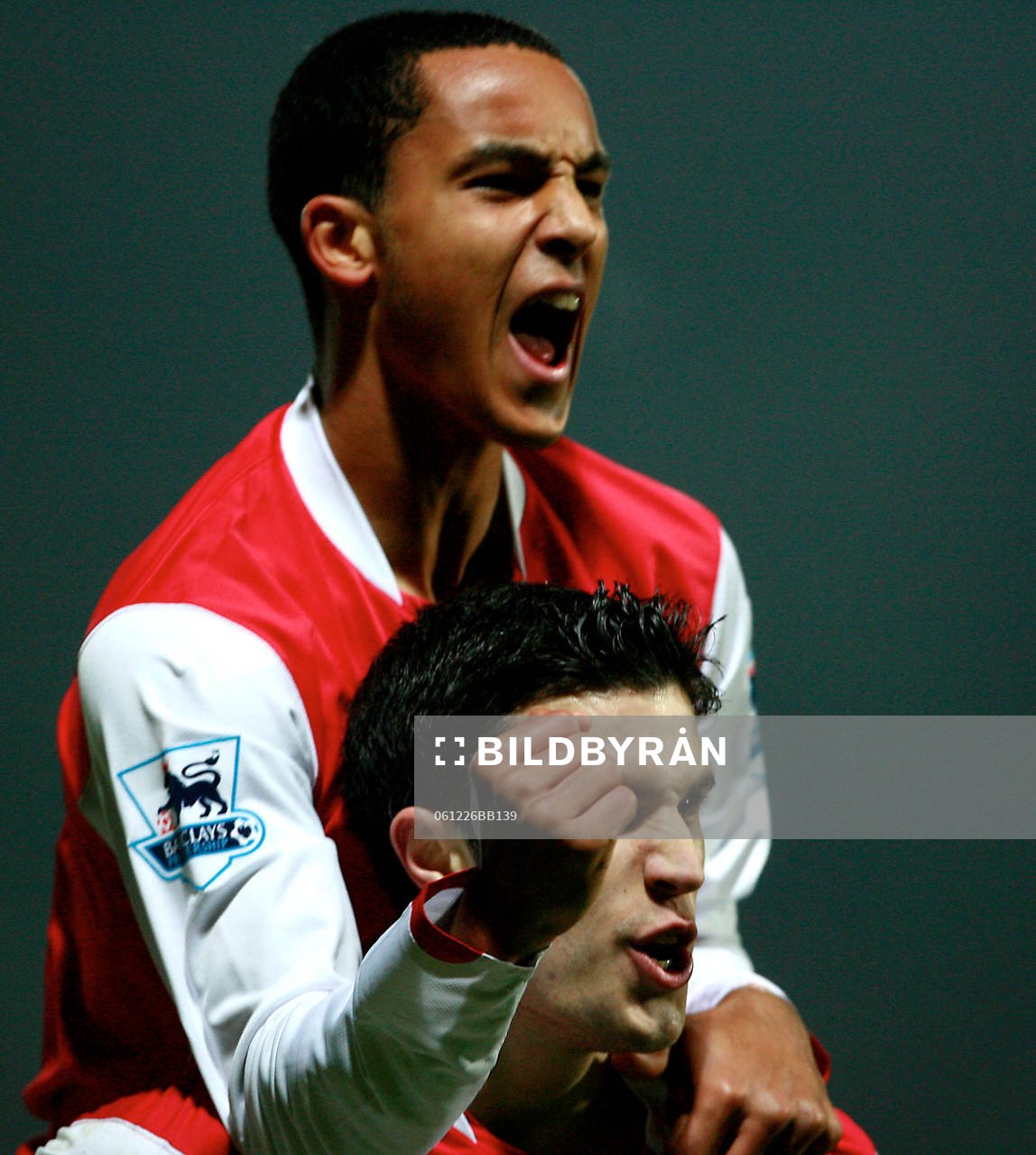  Theo Walcott och Robin Van Persie, Arsenal, jubel, glädje