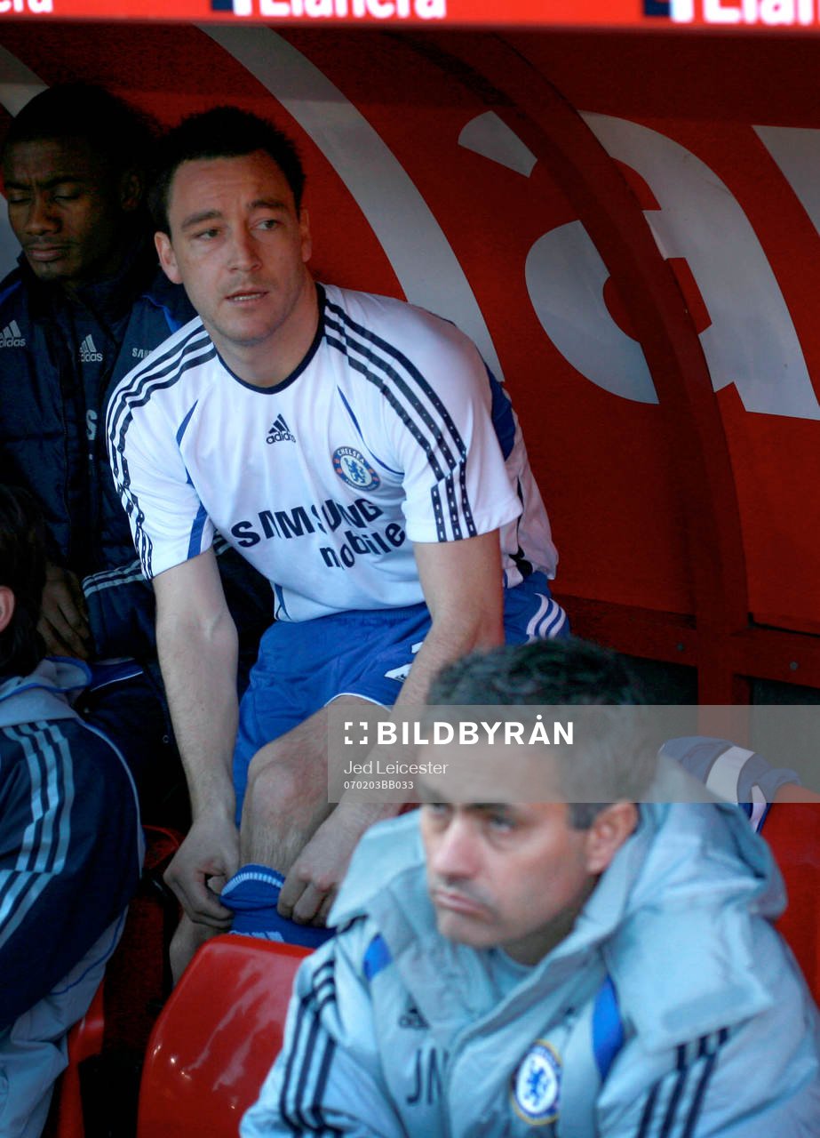  John Terry, Chelsea, Jose Mourinho, tränare, bänken, avbytare, bänk