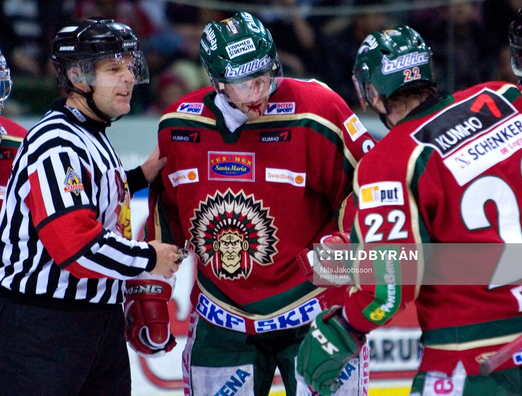 Oscar Ackeström, Frölunda, skadad, blod, utslagen tand,
