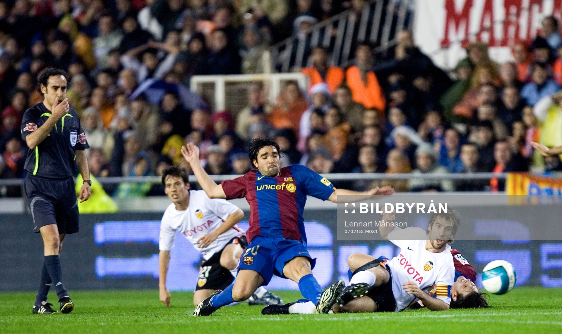 Domare, David Silva och David Albelda, Valencia. Deco och