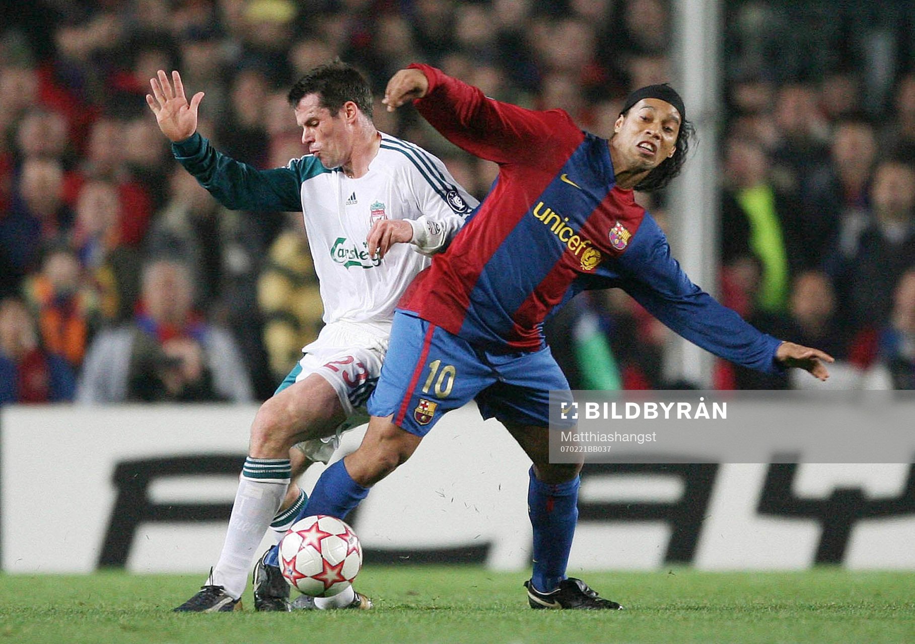 Jamie Carragher, Liverpool och Ronaldinho Barcelona