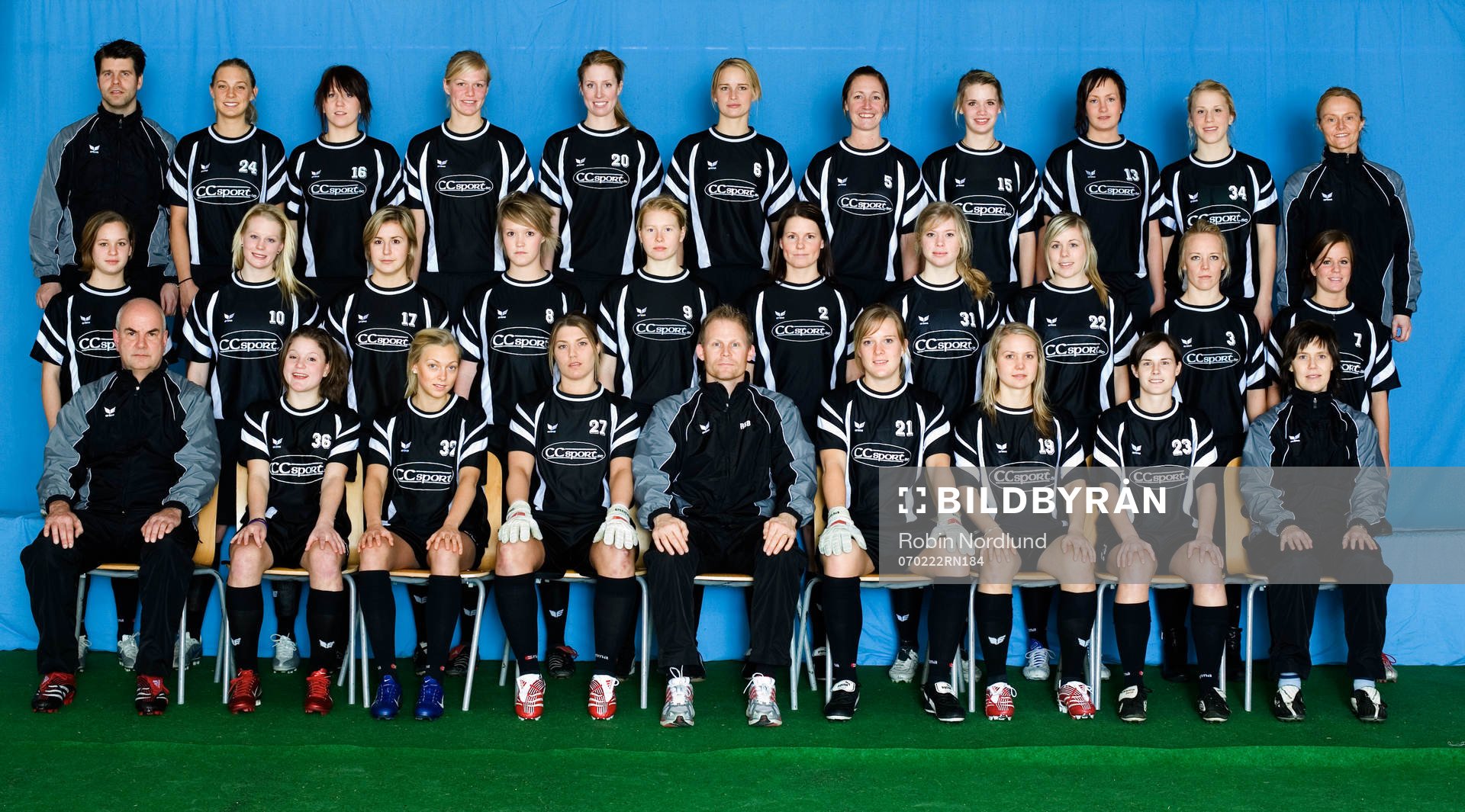 Bakre raden fr.v: Mats Heed, tränare, Mikaela Örtendahl,