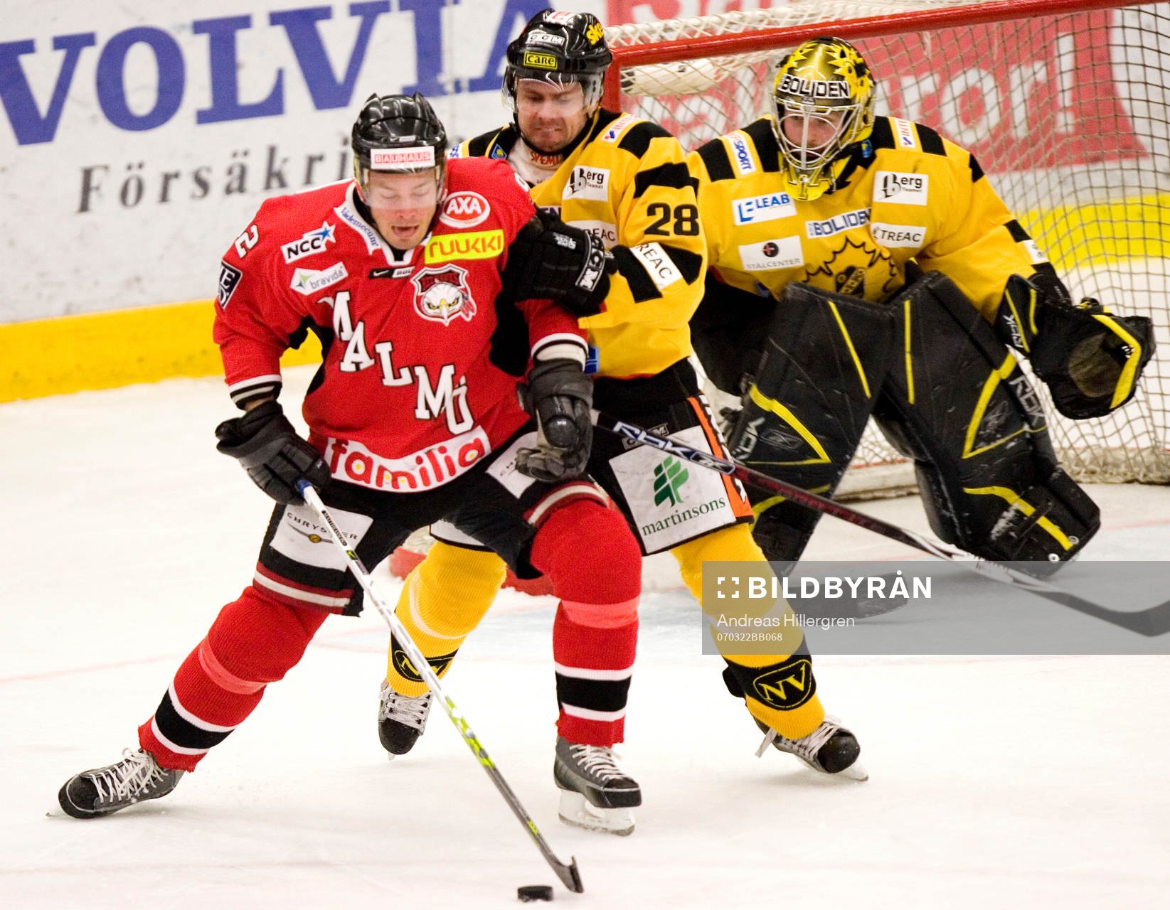 Andreas Hadelöv, målvakt, Markus Matthiasson och Andrej