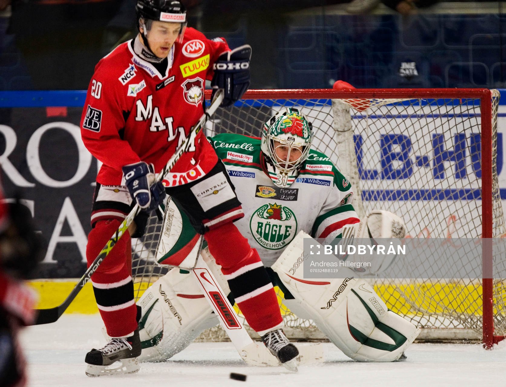 Jussi Tarvainen och Andreas Andersson, målvakt, Rögle