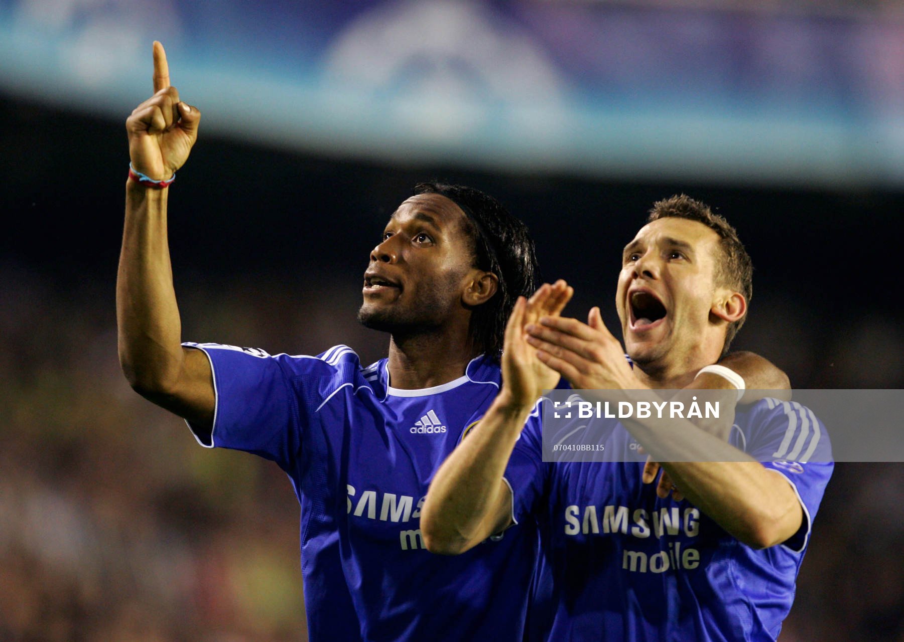  Andriy Shevchenko och Didier Drogba, Chelsea, jubel, glädje 