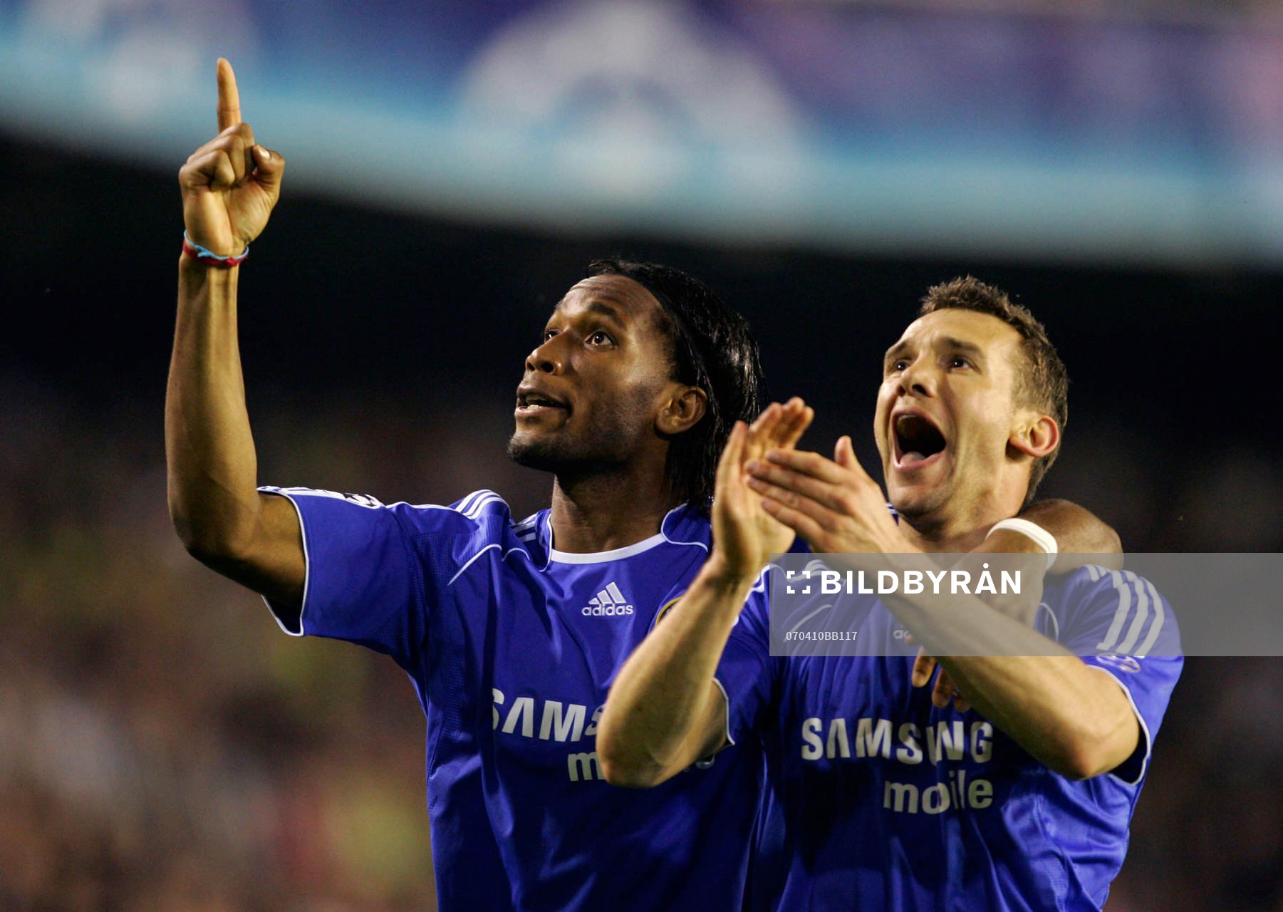  Andriy Shevchenko och Didier Drogba, Chelsea, jubel, glädje 