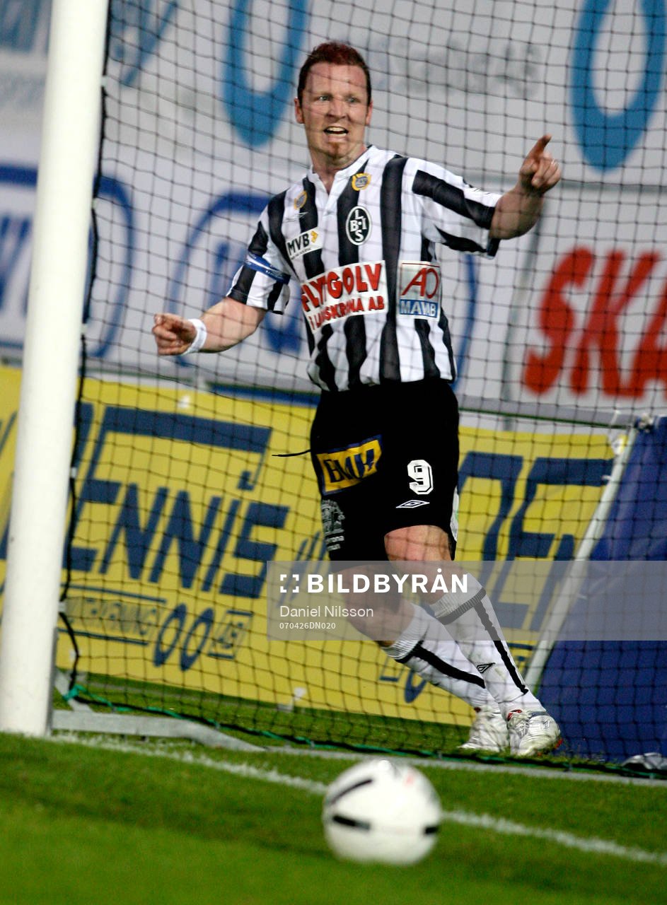 Jörgen Pettersson, Landskrona, gjorde 2-1 i 89:e minuten.
