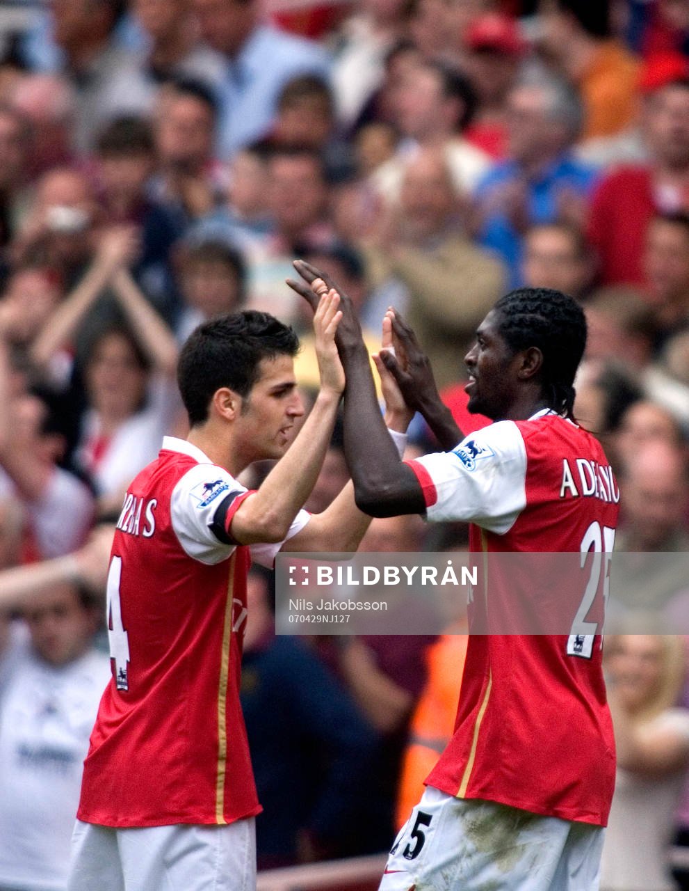 Cesc Fabregas, Sheyi Adebayor, Arsenal, jubel