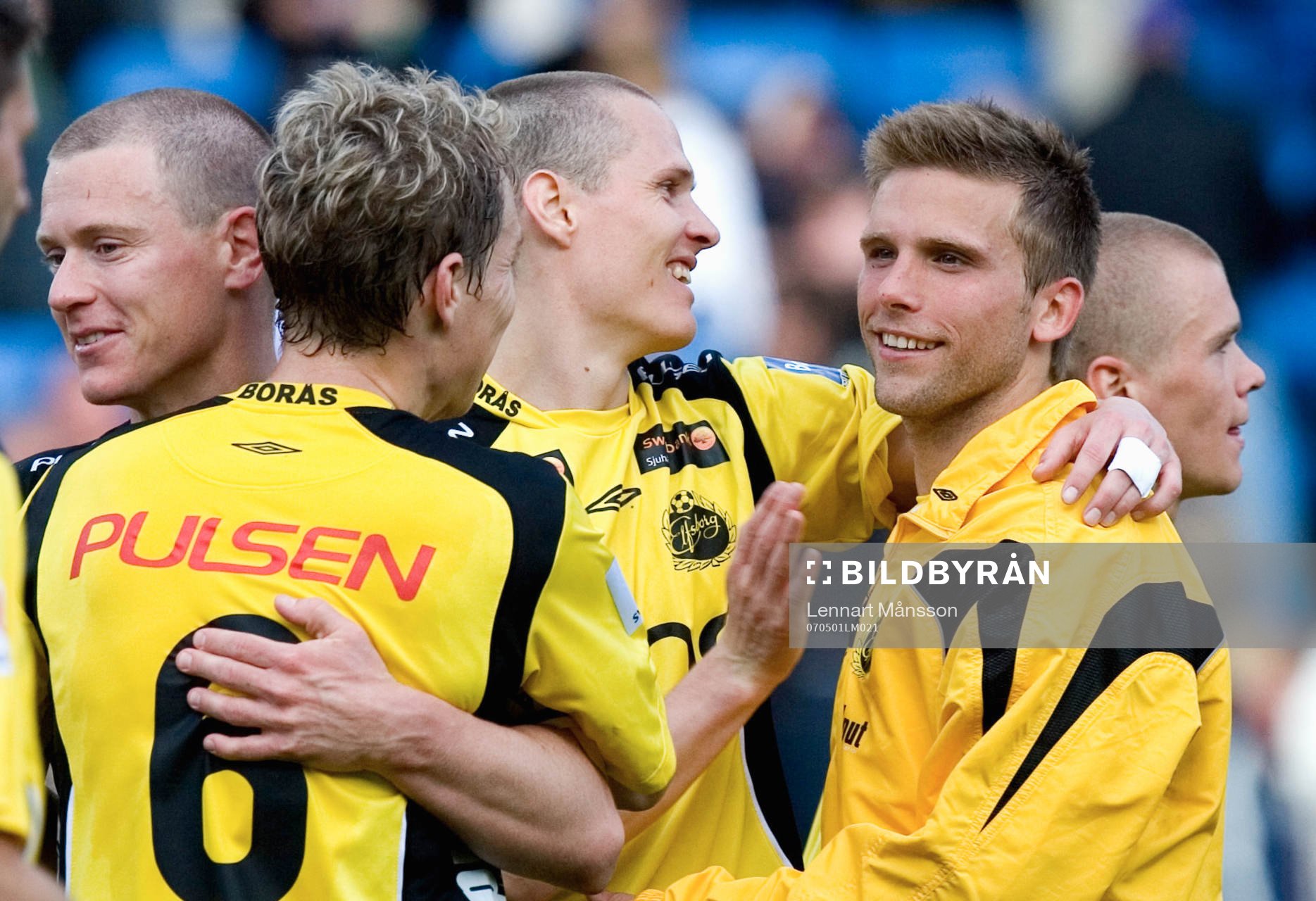 Målskytten Andreas Augustsson, Daniel Alexandersson, Jon