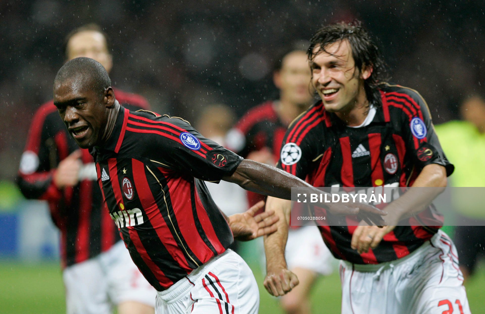 Clarence Seedorf och Andrea Pirlo, Milan, jubel