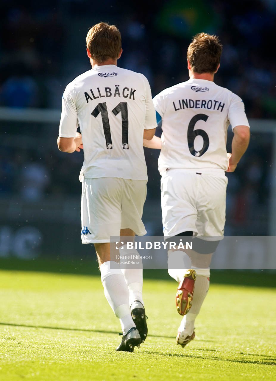 Marcus Allbäck och Tobias Linderoth, Köpenhamn, jubel