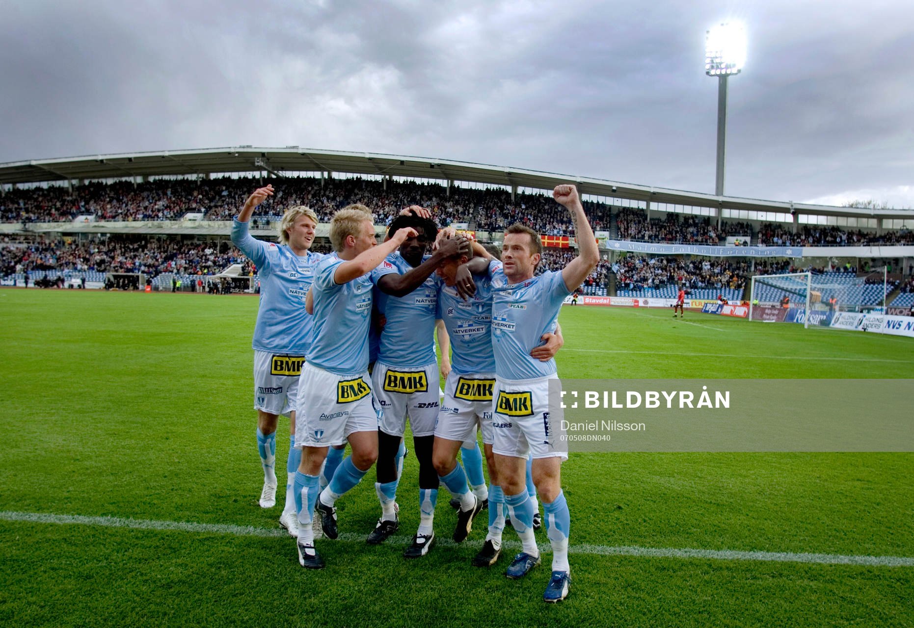  Malmö jubel efter 1-0 målet, men matchen slutade 1-1.