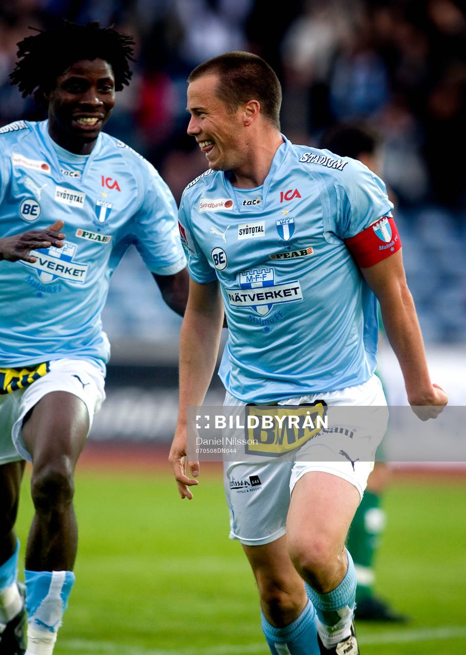   Daniel Andersson och Jimmy Dixon, Malmö, jubel efter mål.
