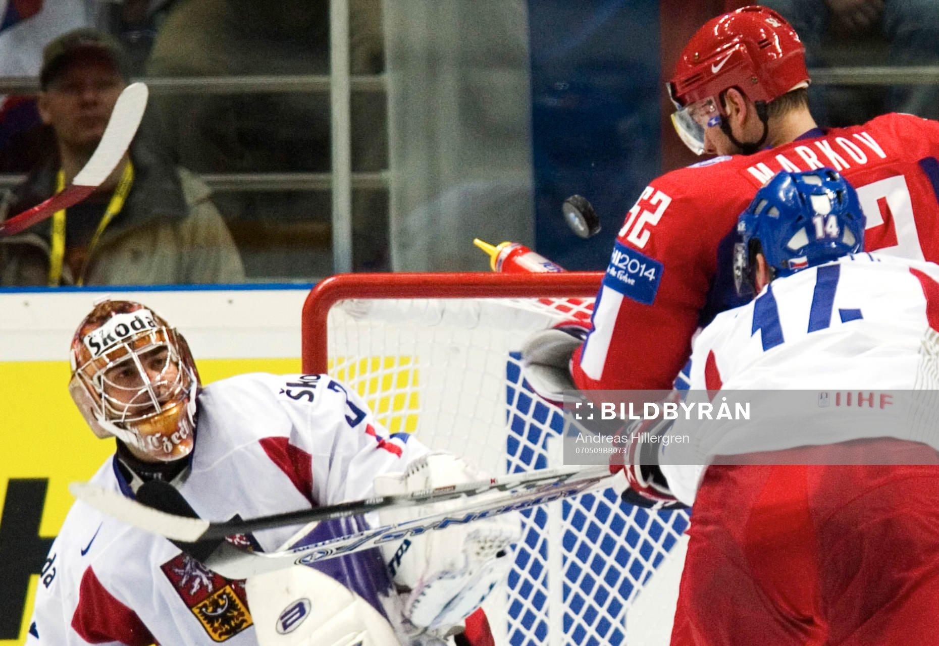 Andrei Markov och Roman Cechmanek, målvakt