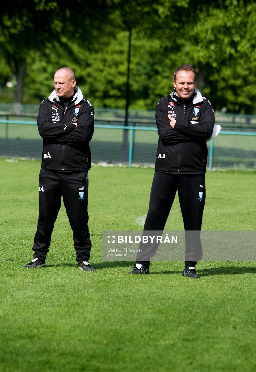 Fotboll, Träning med Malmö FF. Sören Åkeby, tränare