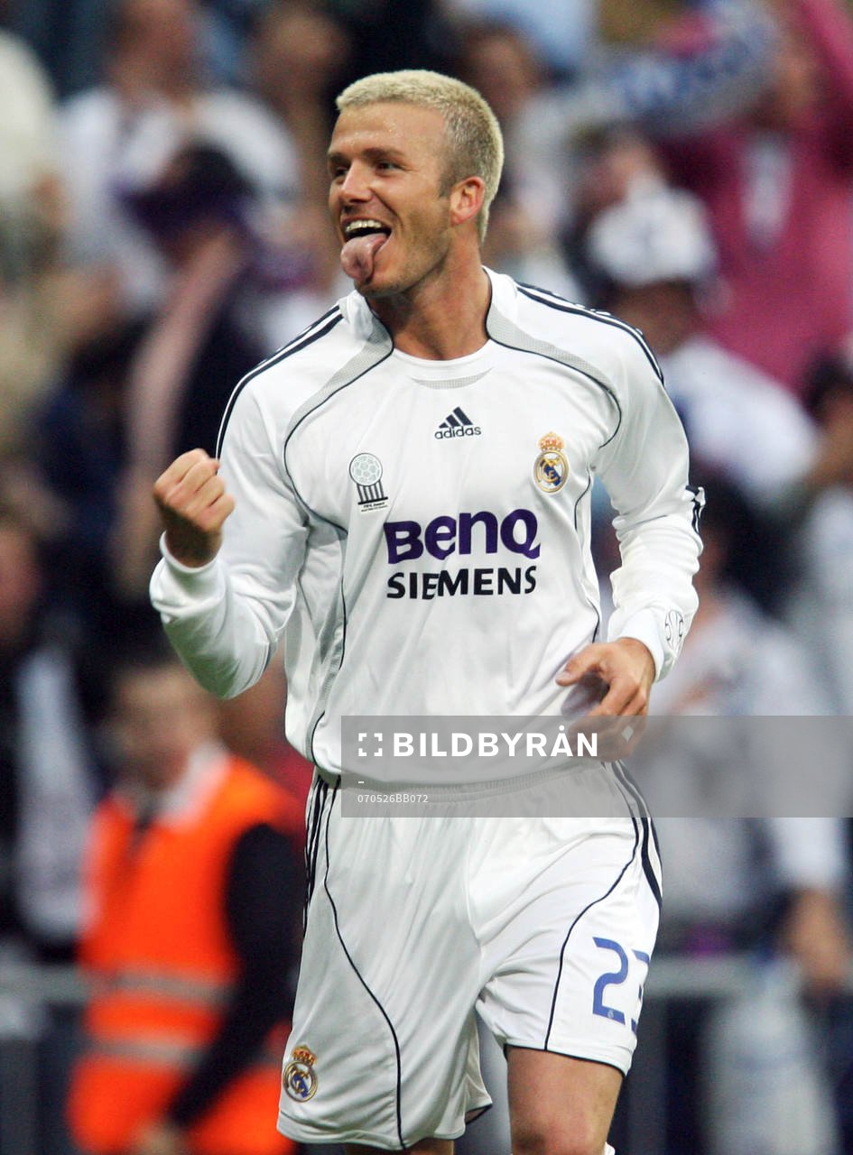  David Beckham, Real Madrid. Jubel, Glädje. Lycka. Tunga.