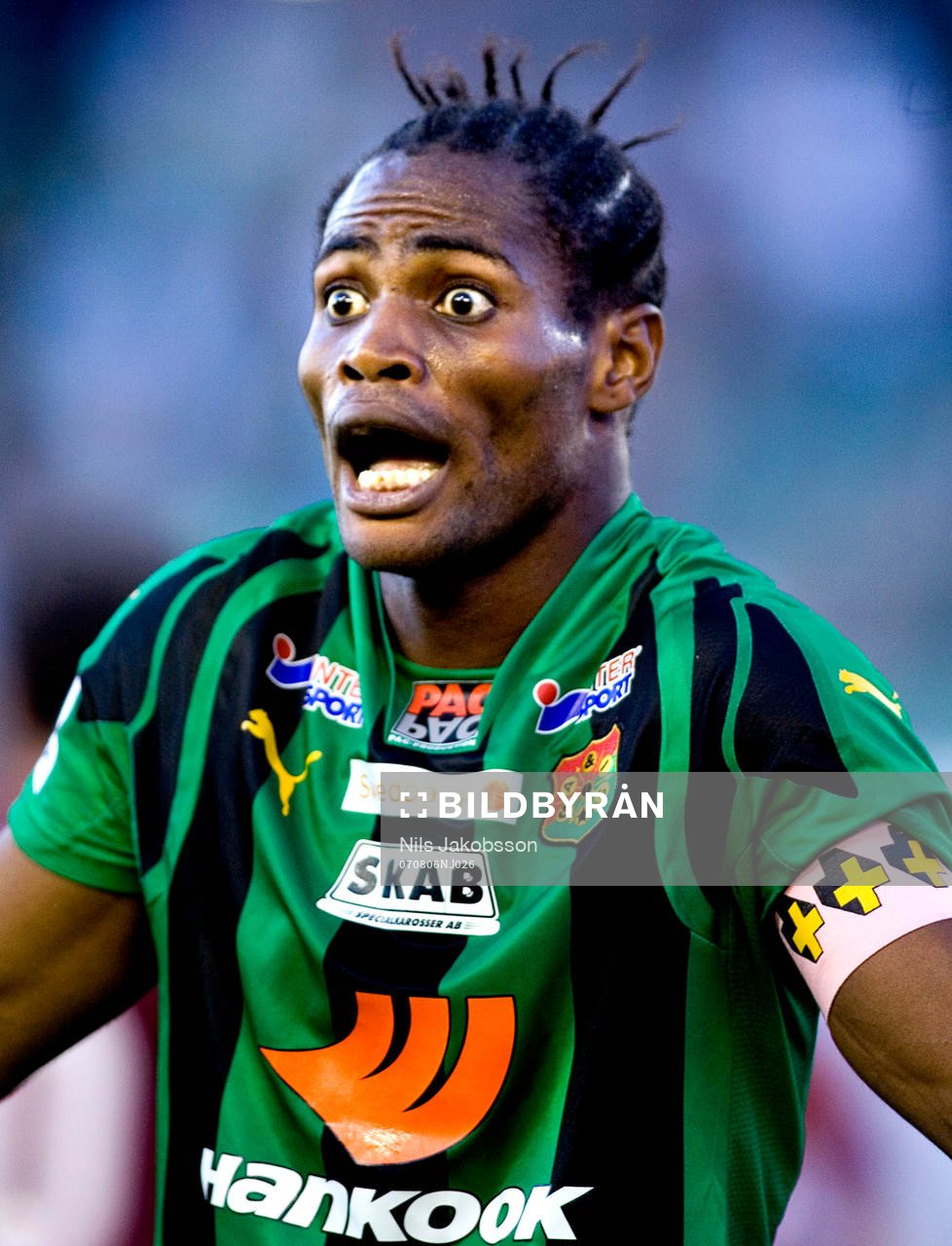 Rickard Ekunde, GAIS, skriker och är lite arg