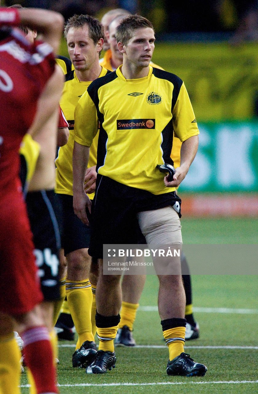 Anders Svensson, Elfsborg, med ispaket. Skada. Bandage